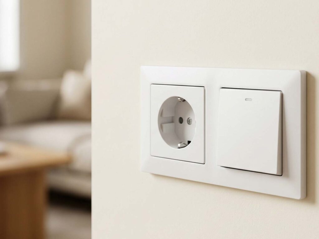 Biały montaż instalacji elektrycznej w nowoczesnym wnętrzu