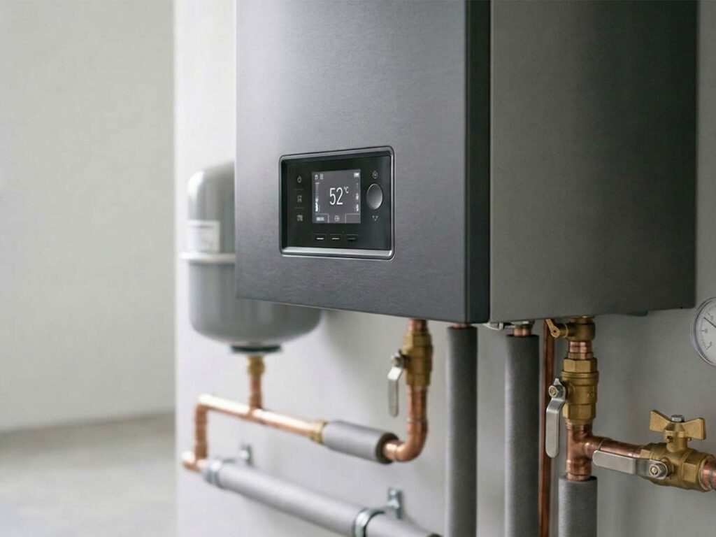 Nowoczesna kotłownia z estetycznie wykonaną instalacją
